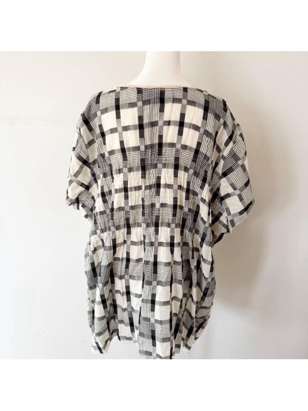 Northstyle Women India 100% Cotton Plaid Button Down Top 2X Boho Peasant Beach - Picture 5 of 8